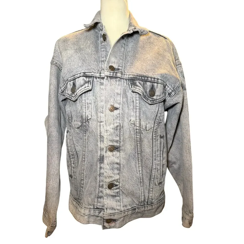 Levi Strauss Vintage Acid Wash Denim Jacket, Light Wash Grunge Retro, Unisex